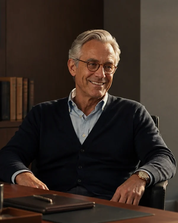 David, founder, leaning back in his chair with an easy smile.